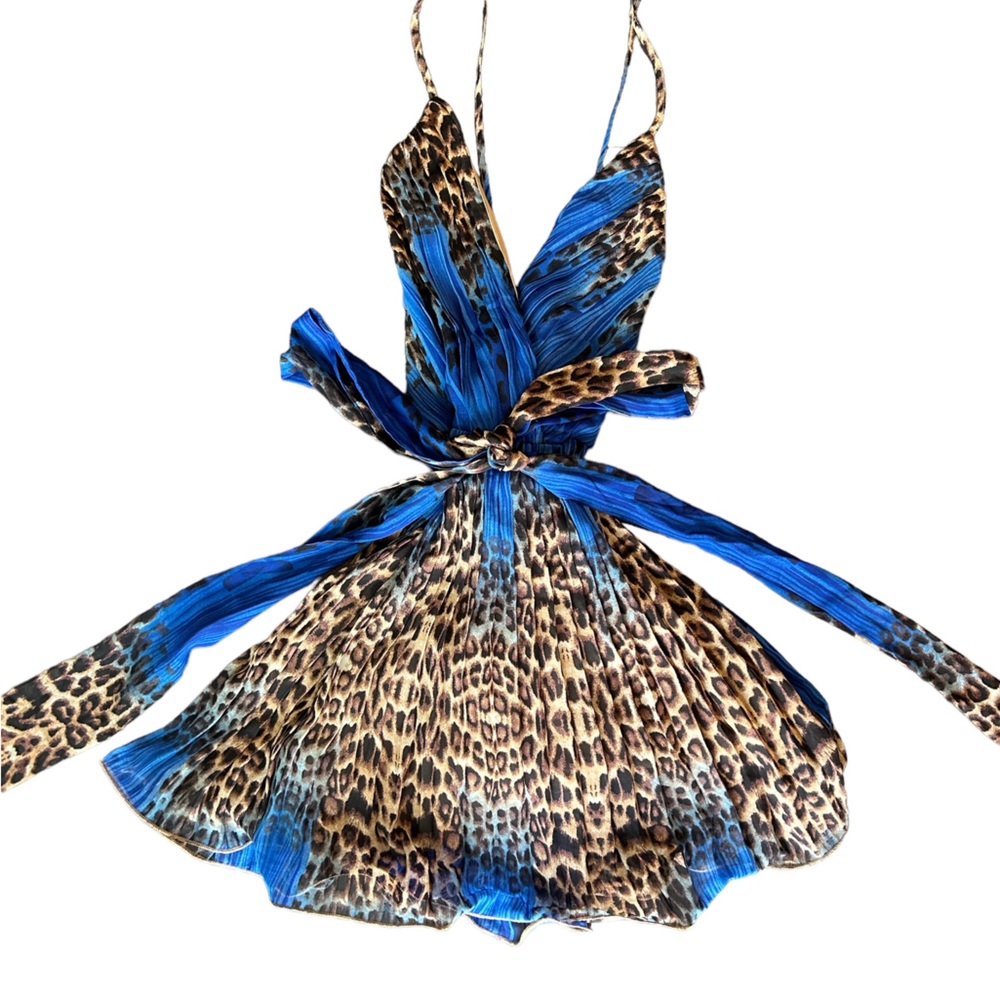 Blue & Cheetah Mini Dress